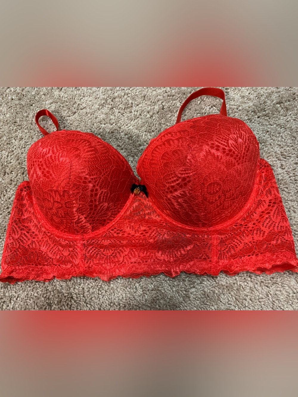 Daisy Fuentes Red Lace Longline Bra